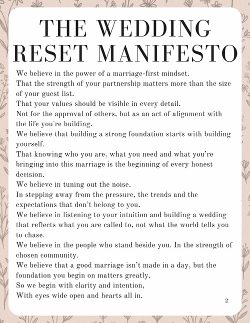 Wedding Reset Manual | Marriage First Wedding Planning Guide | Real Marriage Is the New Rebellion PDF